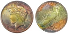 1923-S PCGS MS64 PEACE $$ BEAUTIFUL MULTICOLOR BRIGHT RAINBOW TONING (VIDEO) **