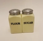 Vintage Set Jadeite Uranium Glass Sugar & Flour Shaker UV Glow Depression Glass