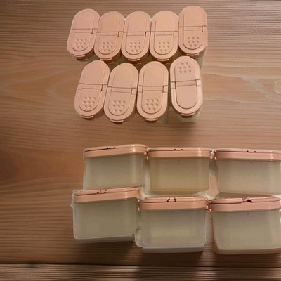 Tupperware 6oz Rectangle Food Storage Set Pink/Clear Flip Lids Plastic 15pc 1843