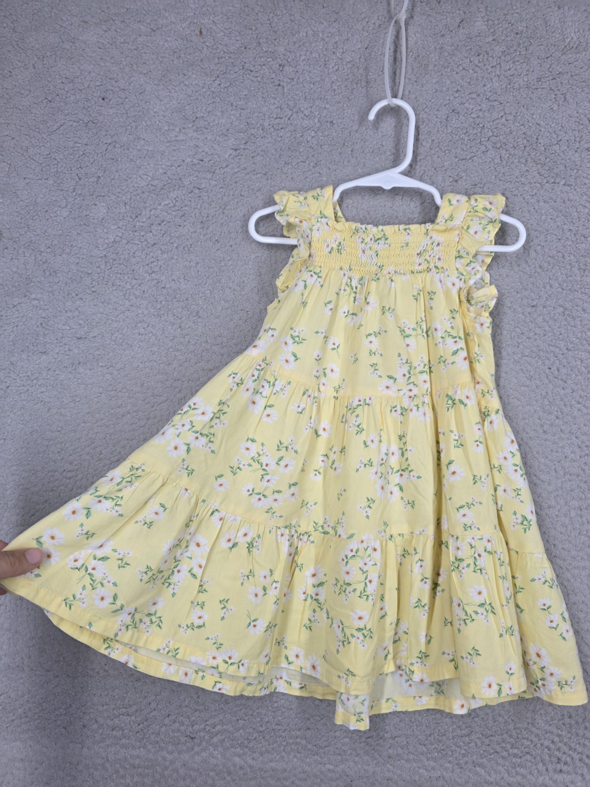 Girls Sundress Size 3t Pastel Yellow Floral Tiered Easter Old Navy Short Sleeve-image