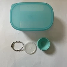Lot of 2 Vintage Teal TUPPERWARE 4 & 3/4 oz + Pill Container Made In USA  EUC