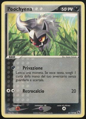 POKEMON TCG POOCHYENA 64/109 EX RUBIN UND SAPHIR COMMON NON HOLO ITALIENISCH EX 2003