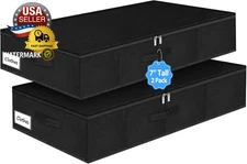 Under Bed Storage Bags with Zipper, 7 Inch Tall Underbed Storage Containers with