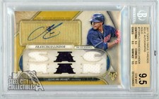 Francisco Lindor 2017 Triple Threads Gold Relic Auto Card #TTAR-FL2 3/9 BGS 9.5