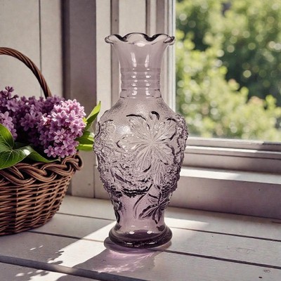 VTG Purple Amethyst Imperial Glass Logan Berry Bud Vase Ruffled Edge 6.25''