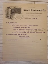 1906 Biddle Hardware Co Hardware Cutlery Letterhead Philadelphia PA RE Order