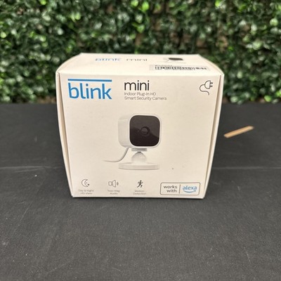 Blink Mini Compact indoor plug-in smart security camera 1080p HD, Open Box