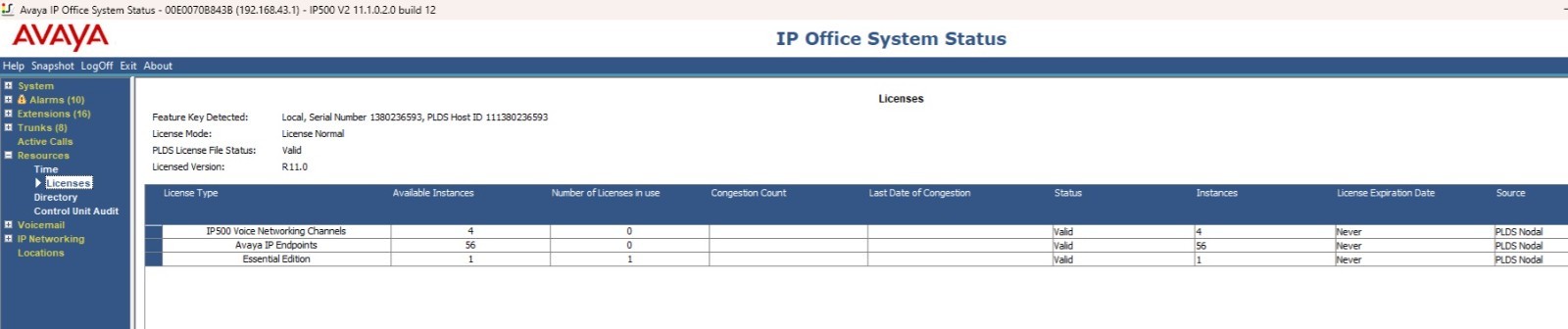 Avaya IP Office 500 V2 IP 500 R11 Phone System 56 IP Endpoints 4 VoiceNetworking