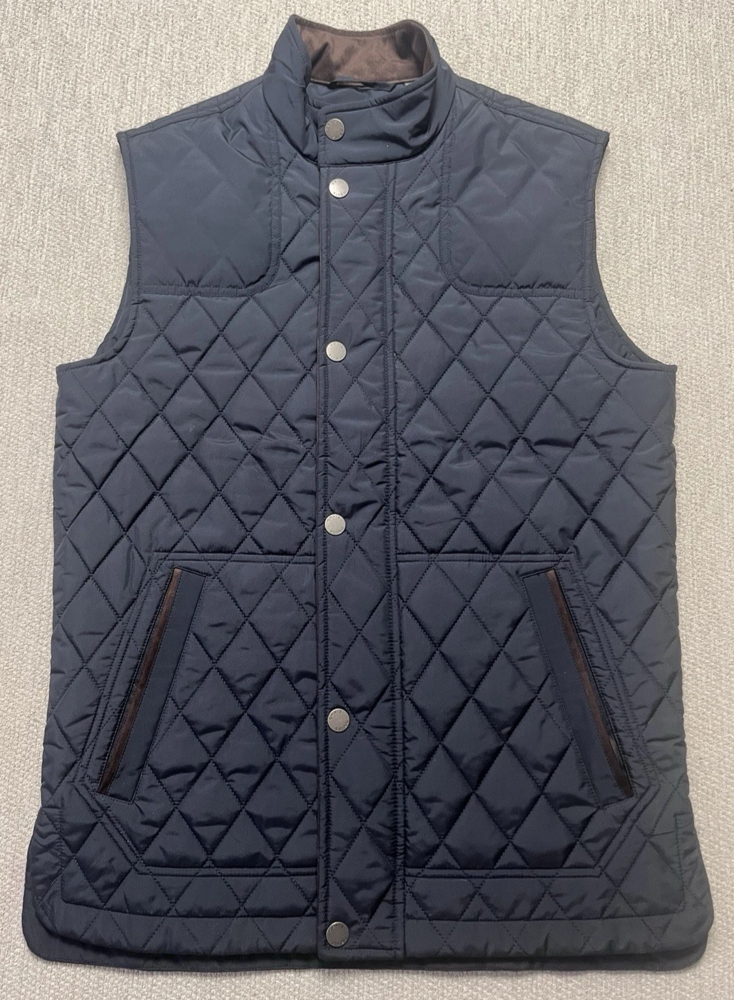 ORVIS Quilted Blue Vest Jacket Size S Full Zip Insulated Men's Hiking Fishing