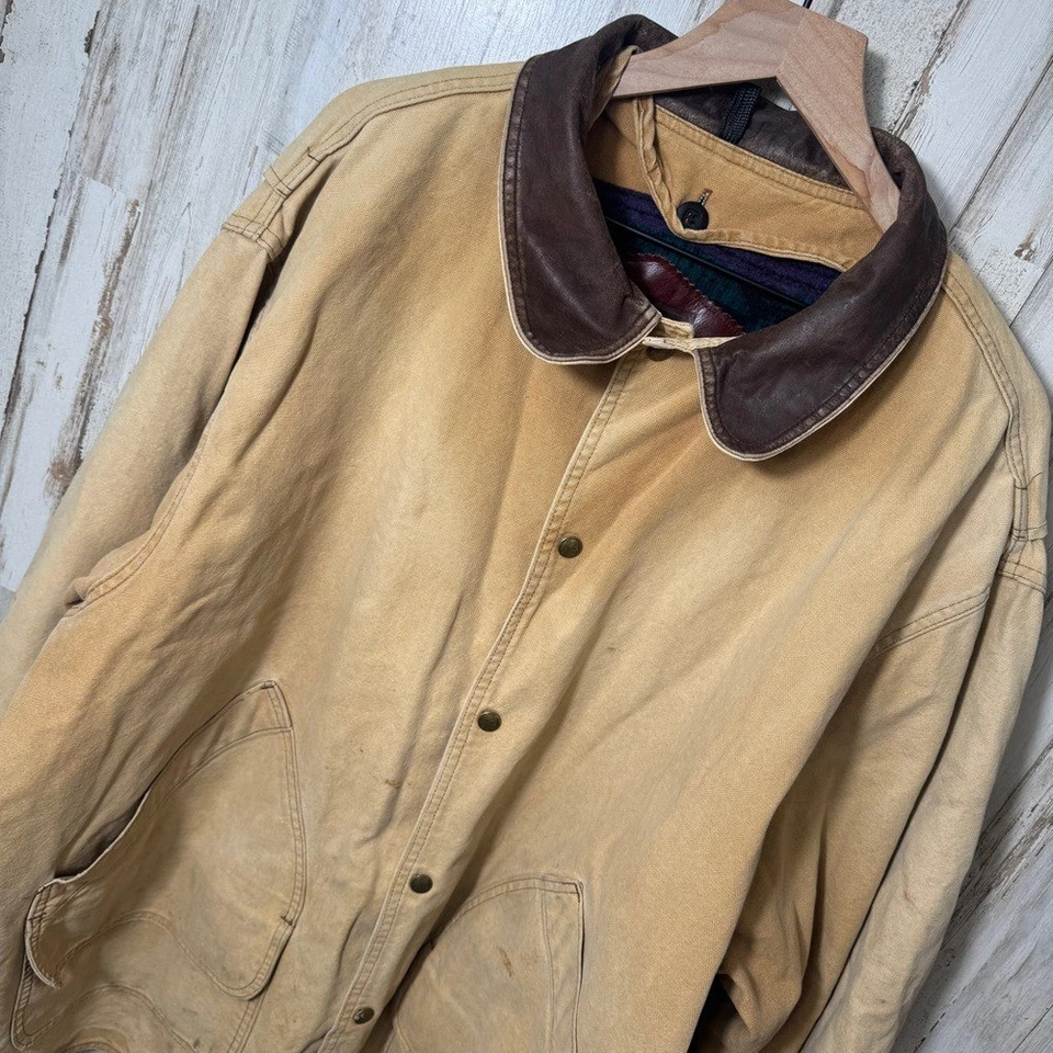 Chaqueta de Colección Woolrich Granero Tareas Lana Forrada Cuello de Cuero para Hombres XXL Foto 3 de 4