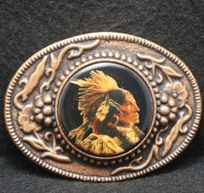 XE15114 NOS VINTAGE 1970s INDIAN CHIEF NATIVE AMERICAN MENS BELT BUCKLE