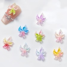 150Pcs Spring Summer Flower Nail Charms Tiny Floral Nail multicolored