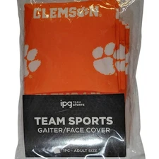 IPG Team Sports Gaiter Face Cover Adult OS Clemson Tigers Orange White Paw Print