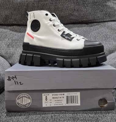 Palladium Revolt HI TX Star White Platform Boots 97242-116-M Womens 8 New NIB 