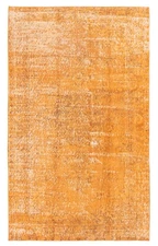 Vintage Orange Traditional 3'10" x 6'8" Hand-Knotted Oriental Wool Area Rug