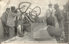 Chicago IL Airplane Crash Pioneer Aviation Meet Monoplane c1911 Vintage Postcard