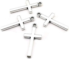 100Pcs 13X27Mm Silver Small Cross Charms Pendants Beads for Jewelry Making Craft