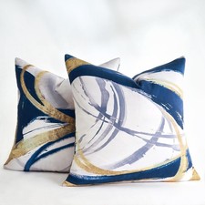 Navy Blue Abstract Pillow Covers 18x18 inch Decorative Throw Pillow Covers Gr...