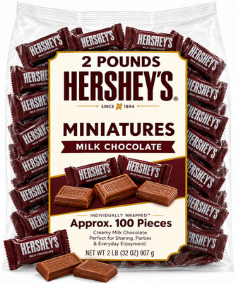 Hershey's Milk Chocolate, Individually Wrapped, Miniatures Candy Bars (2 Pounds)