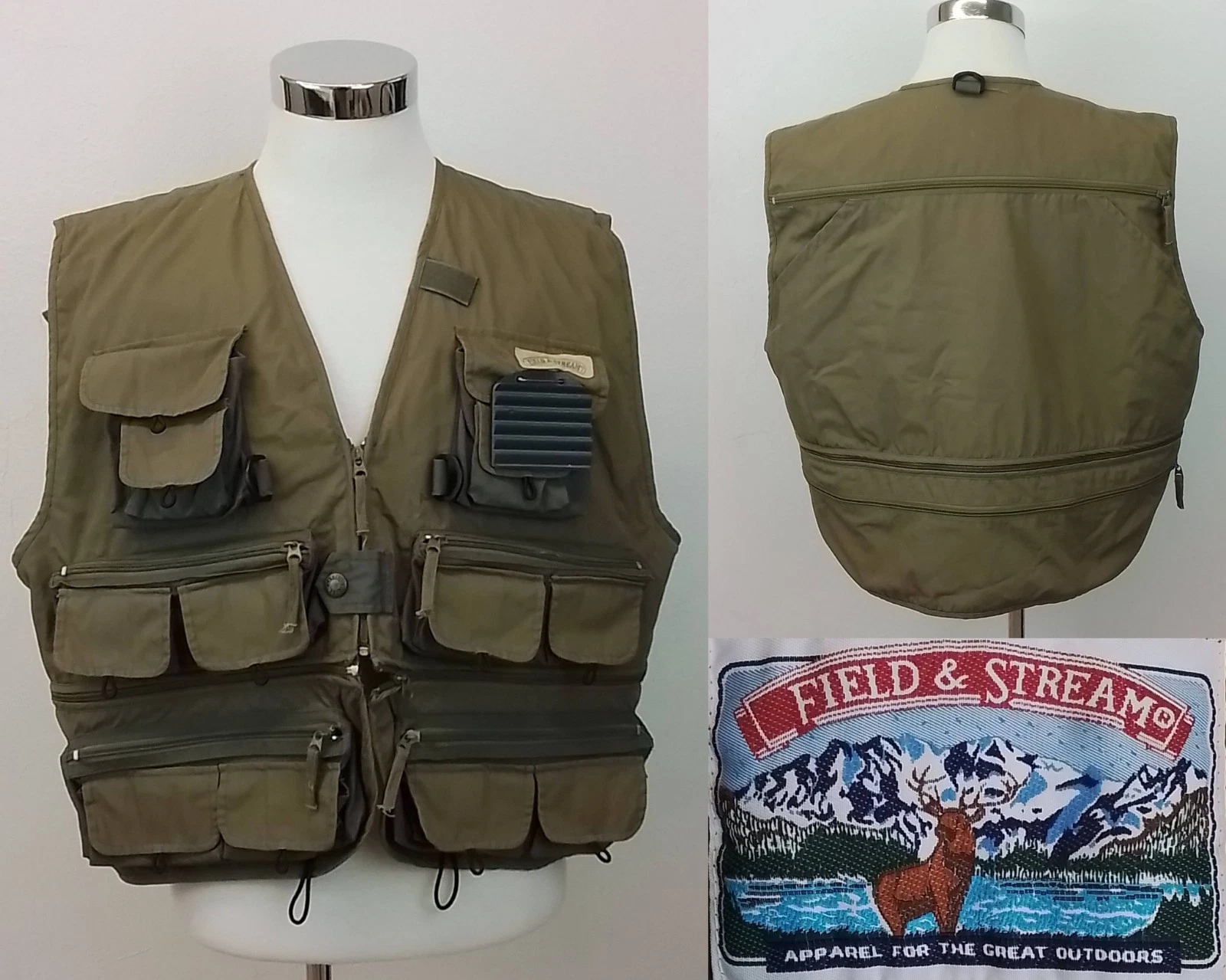 Field & Stream Fly Fishing Vest Men's XL Brown Utility #J4004