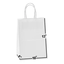 White Bags with Handles Bulks 10 X 5 X 13 [50 Bags]. Ideal for Shopping, Pack...