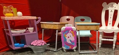 Mix Lot OUR GENERATION BUNDLE 2- School Desks patio treats trolley DINING CHAIR 