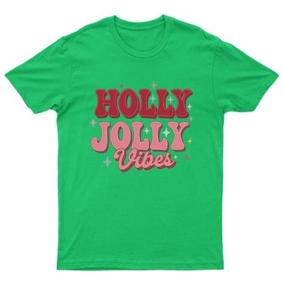 Holly Jolly Vibes Weihnachten T-Shirt Unisex Geschenk Retro Lustig Damen Vintage