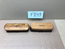 Lot of 2 Vintage National Shoe Polisher Brush 100 Horse Hair Wood Handle USA