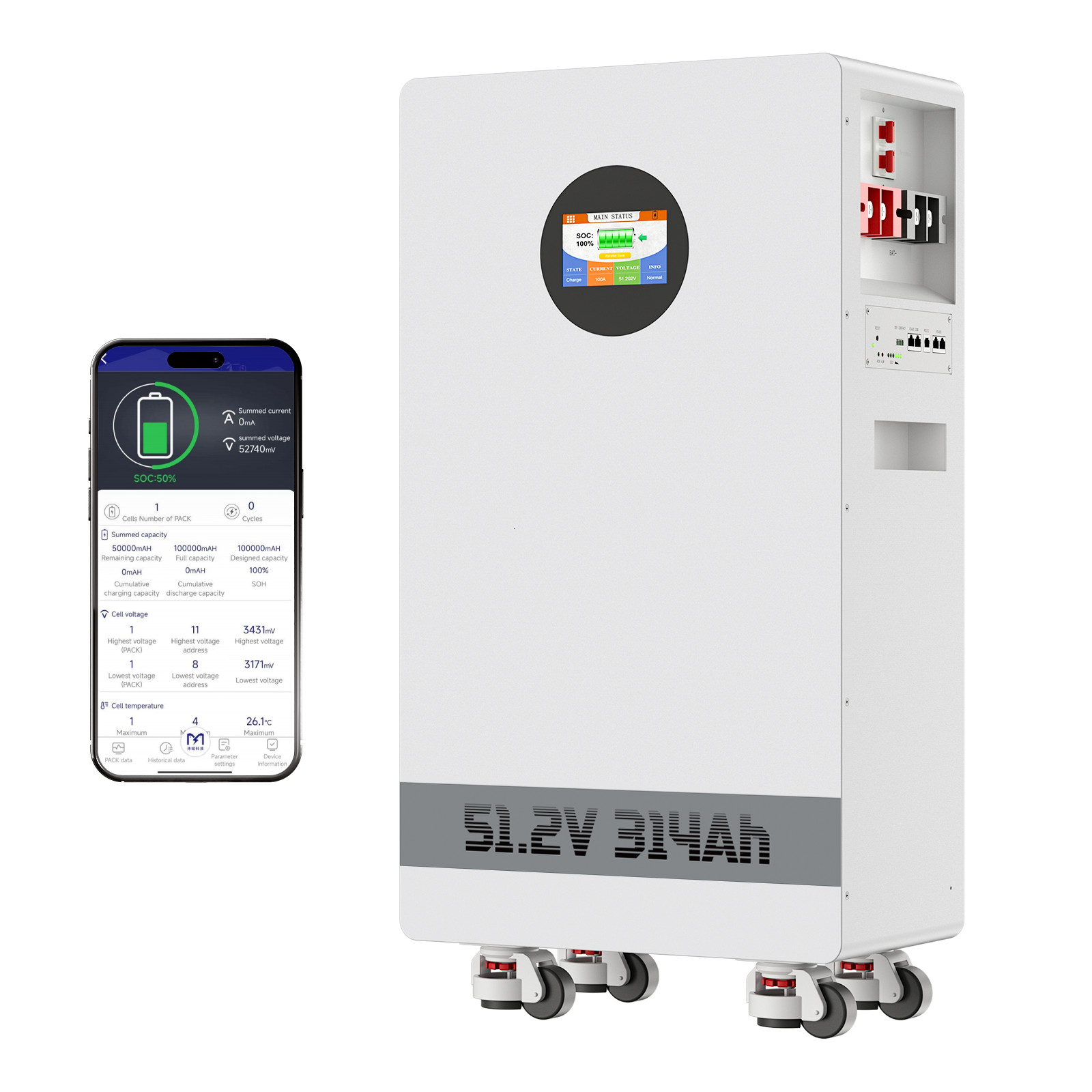 16kWh 51.2V 48V 314Ah LiFePO4 Lithium Solar Battery, Home Energy Backup Off Grid