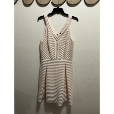 Gianni Bini Lace Overlay V Neck Sheath Dress Beige Size 12