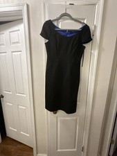 Woman Tahari Black Lined Dress Fit And Flare S 8 Zip Reduced +Shipping