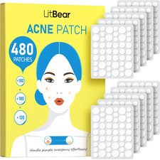 Litbear Pimple Patch Bulk, 480 Patches 3 Size Acne Patches for Face, Hydrocolloi