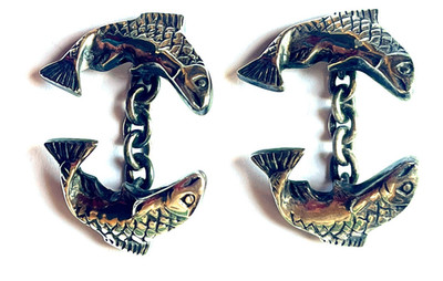 Links of London Silver Double Fish Cuff Links Ducas Signed Vintage