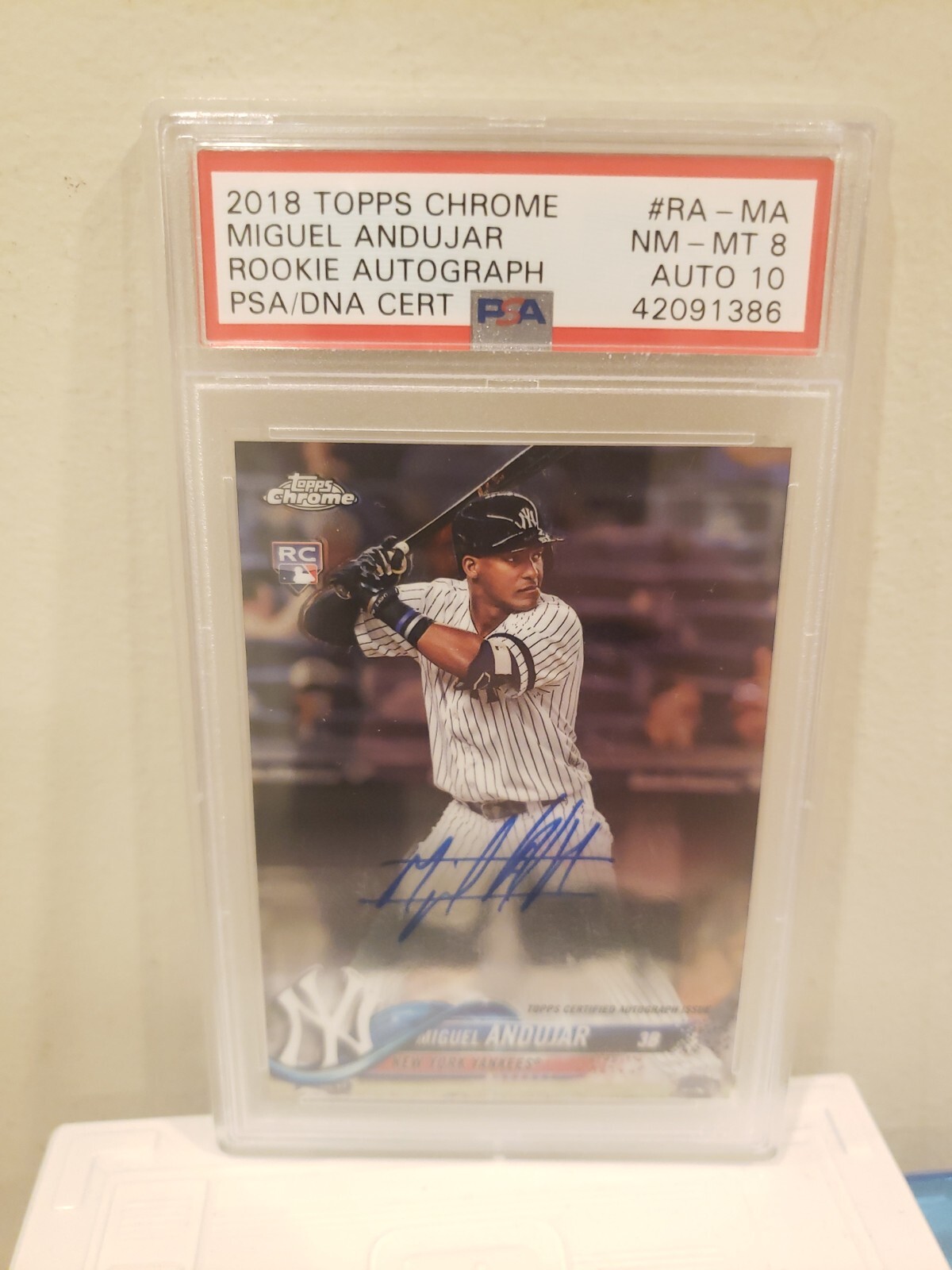 Miguel Andujar 2018 Topps Chrome  #RA-MA PSA 8 Auto 10 MINT Rookie Auto YANKEES