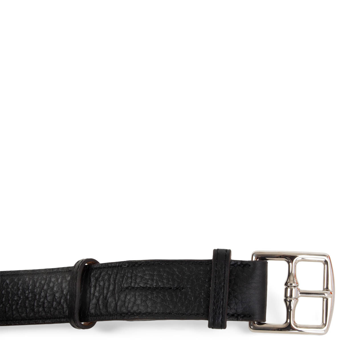 63788 auth HERMES black leather ETRIVIER 32mm WAIST Belt 75  display picture 1