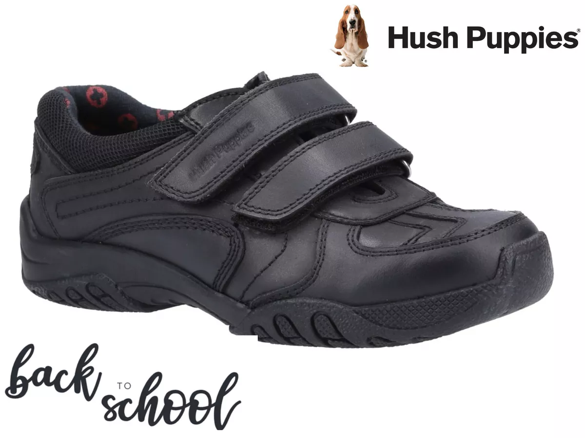 Puppies School Shoes Boys Black Leather Touch Fastening Kid | eBay