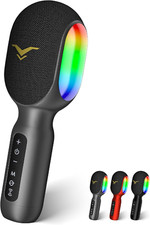 Micr fono inal mbrico Bluetooth para karaoke, altavoz port til 5 en 1, luces RGB