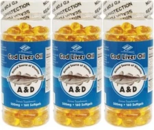 3 Nu-Health Cod Liver Oil (160 Softgels x3) good for eye. one year supply