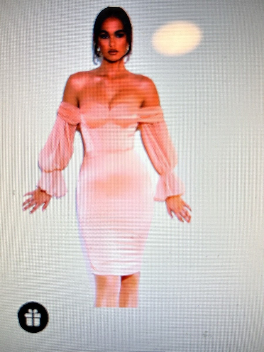 New Miss Circle Lydia Blush Satin Off Shoulder Sleeve Summer Party XS | eBay