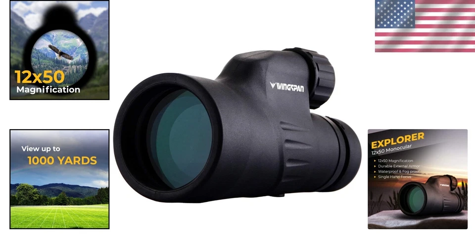 Clear Vision Explorer 12X50 Monocular - Waterproof & Fog Proof for All Seasons - Image 2 of 4