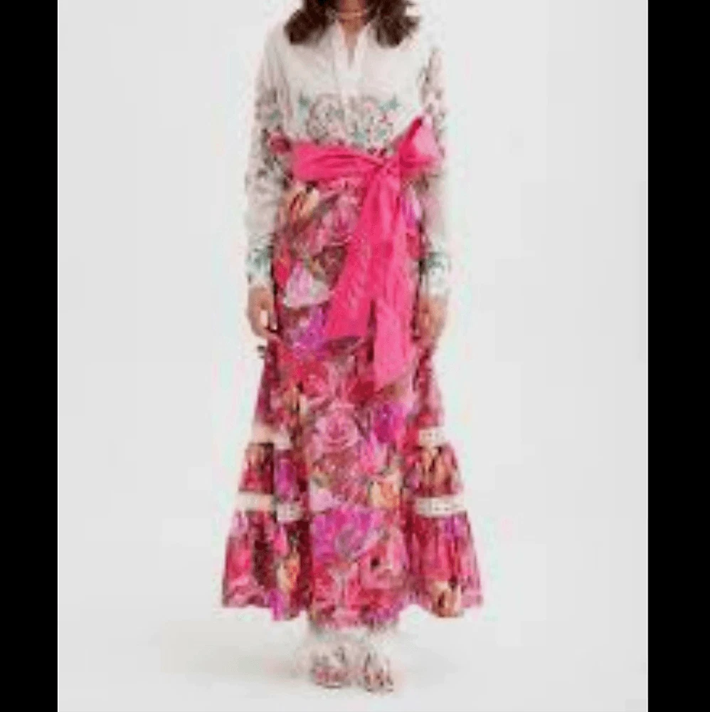 Isla & White Berta Skirt Summer Floral Caribbean Luxury resortwear Linen Medium