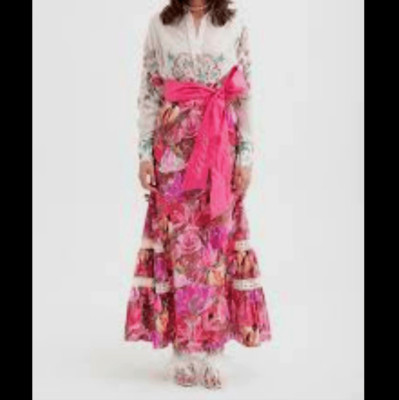 Isla & White Berta Skirt Summer Floral Caribbean Luxury resortwear Linen Medium