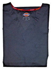 Dickies EDS Signature Unisex V-Neck Scrubs Dark Gray Top Pocket Size XL NEW