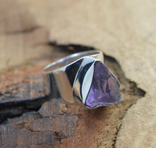 Raw Amethyst Gemstone 925 Sterling Silver Beautiful Stylish Ring All Size SR1178
