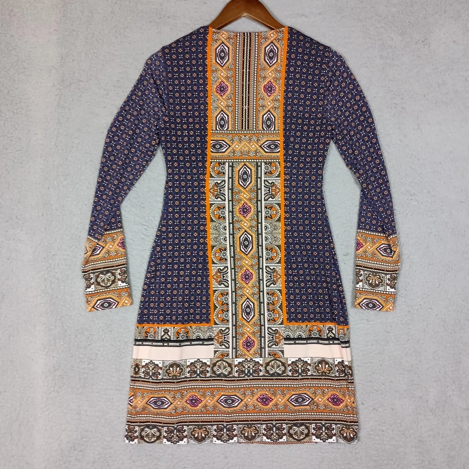 Vestido Vaina Hale Bob Para Mujer Pequeño Azul Naranja Cachemira Floral Étnico Tribal Foto 2 de 4