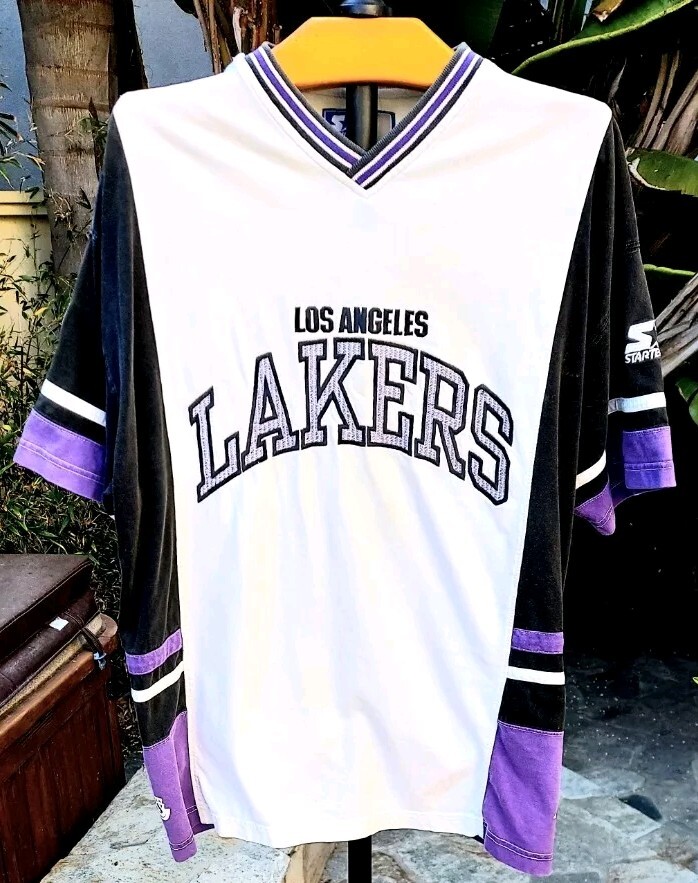 RARE! VTG 90s LA LAKERS NBA 🏀 STARTER Men's Warm Up Shirt Stitch