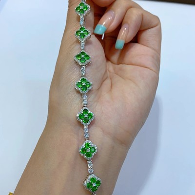 Chrom Diopside Klee Tennisarmband, Damen Chrom Diopside Armband