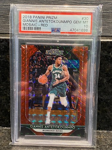 Giannis Antetokounmpo 2018 Panini Prizm Mosaic Red - PSA 10 💎 GEM - BUCKS HEAT
