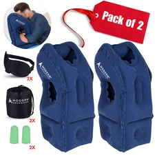 Inflatable Travel Pillow with Extra Bottom Pack of 2 (Blue) FREE SHIPPING