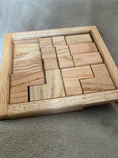 wood sliding block puzzle brain teaser 12 games in 1  excellent condition